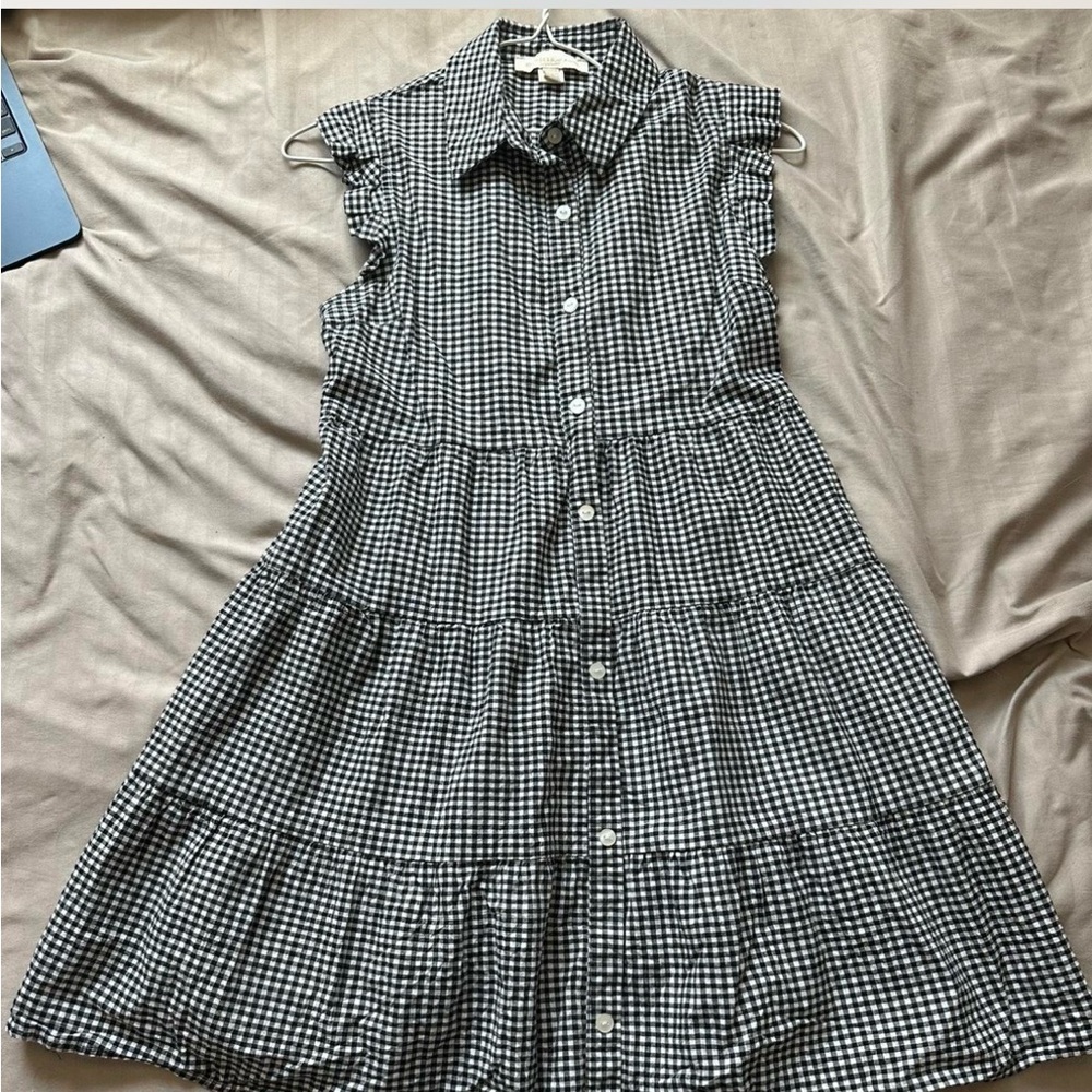 Classic Black and White Gingham Kids Dress